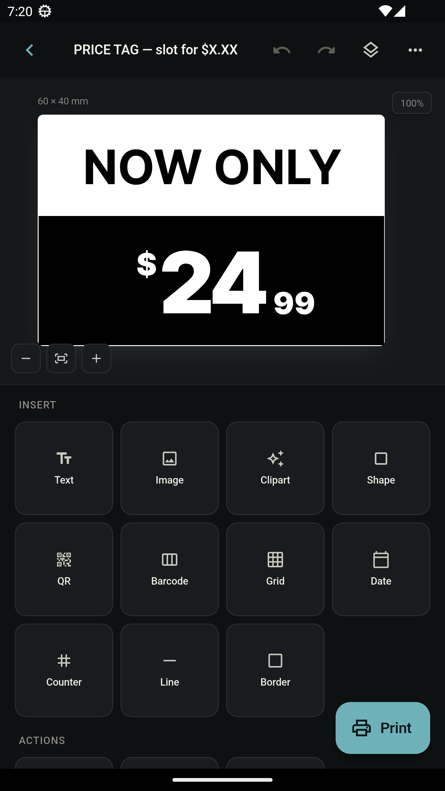 Price tag template